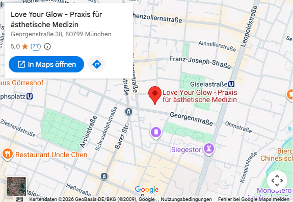 Kartenansicht der Praxis Love Your Glow, Georgenstraße 38, 80799 München